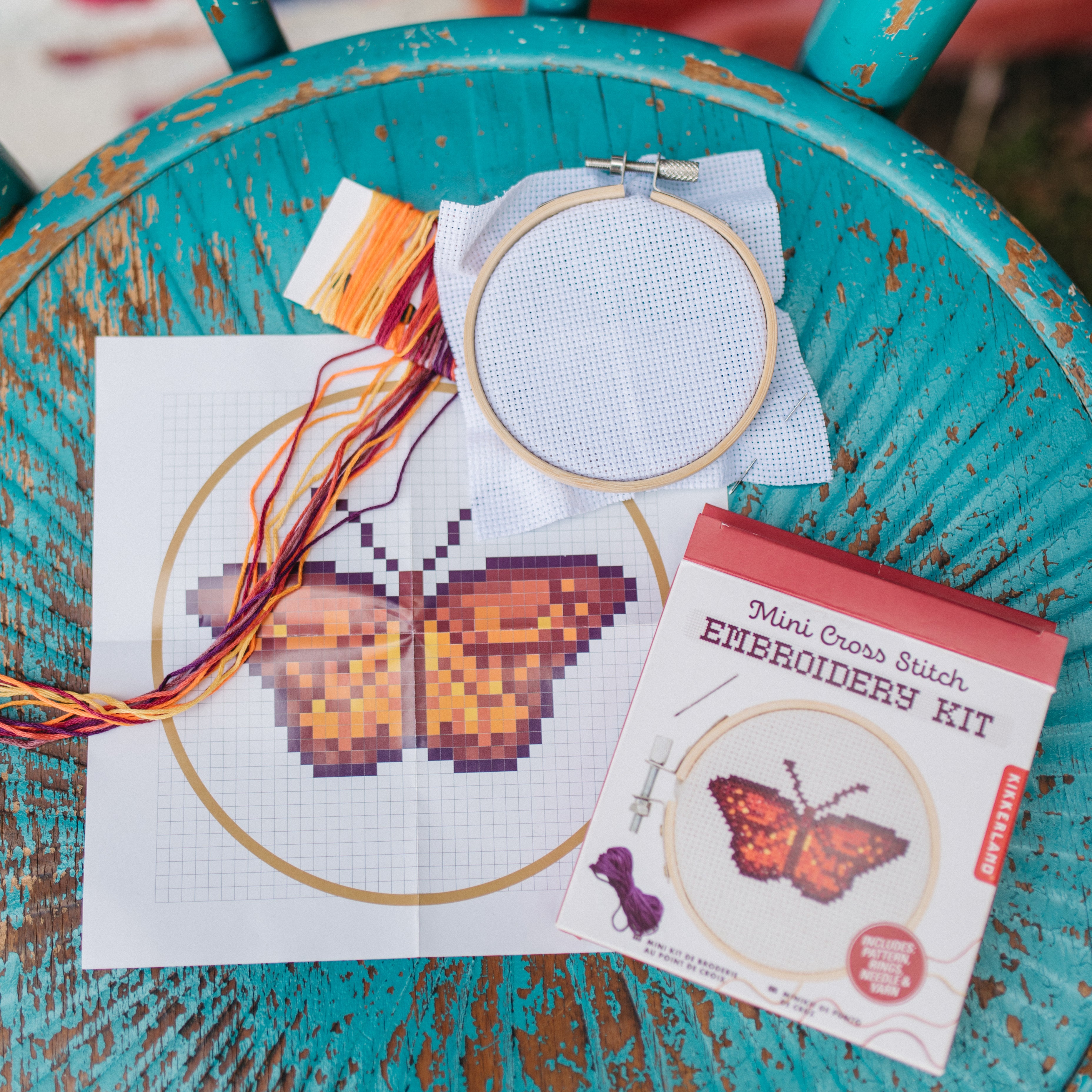 Fireworks Gallery  KIKKERLAND DESIGN Mini Cross Stitch Embroidery Kit:  Butterfly