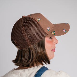 Floral Hat Brown