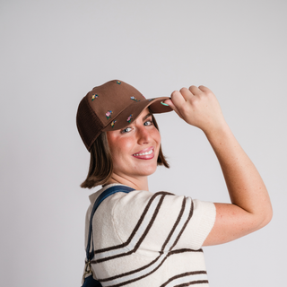 Floral Hat Brown