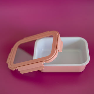 Rectangle Ceramic Glass Food Container (Pink)