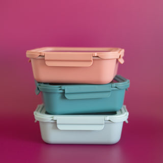 Rectangle Ceramic Glass Food Container (Pink)