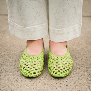 Shira Green Woven Ballet Flat