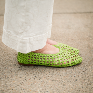 Shira Green Woven Ballet Flat