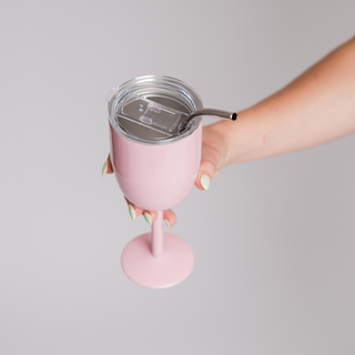 Stainless Steel Wine Glass with Straw