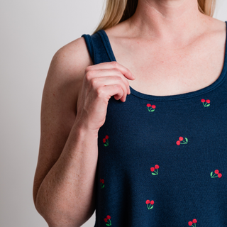 Star Spangled Summer True Navy Cherry Print Tank Top