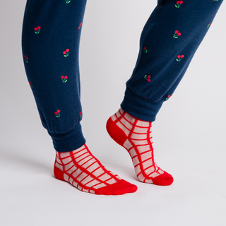 Star Spangled True Navy Cherry Print Banded Pants