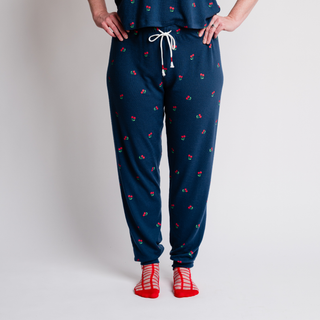 Star Spangled True Navy Cherry Print Banded Pants